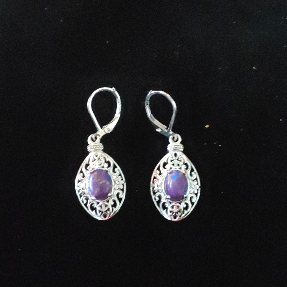 Silver and purple western earring